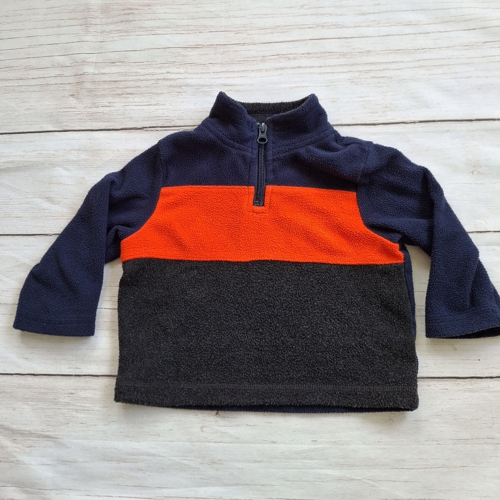 Children's Place 12-18M Fleece Colour Block Sweater Blue Orange Grey